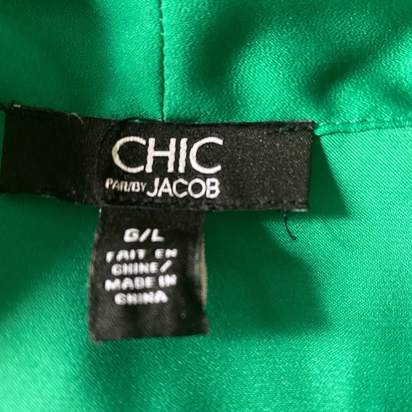 Emerald green Jacob blouse with tie - Picture 2 of 2